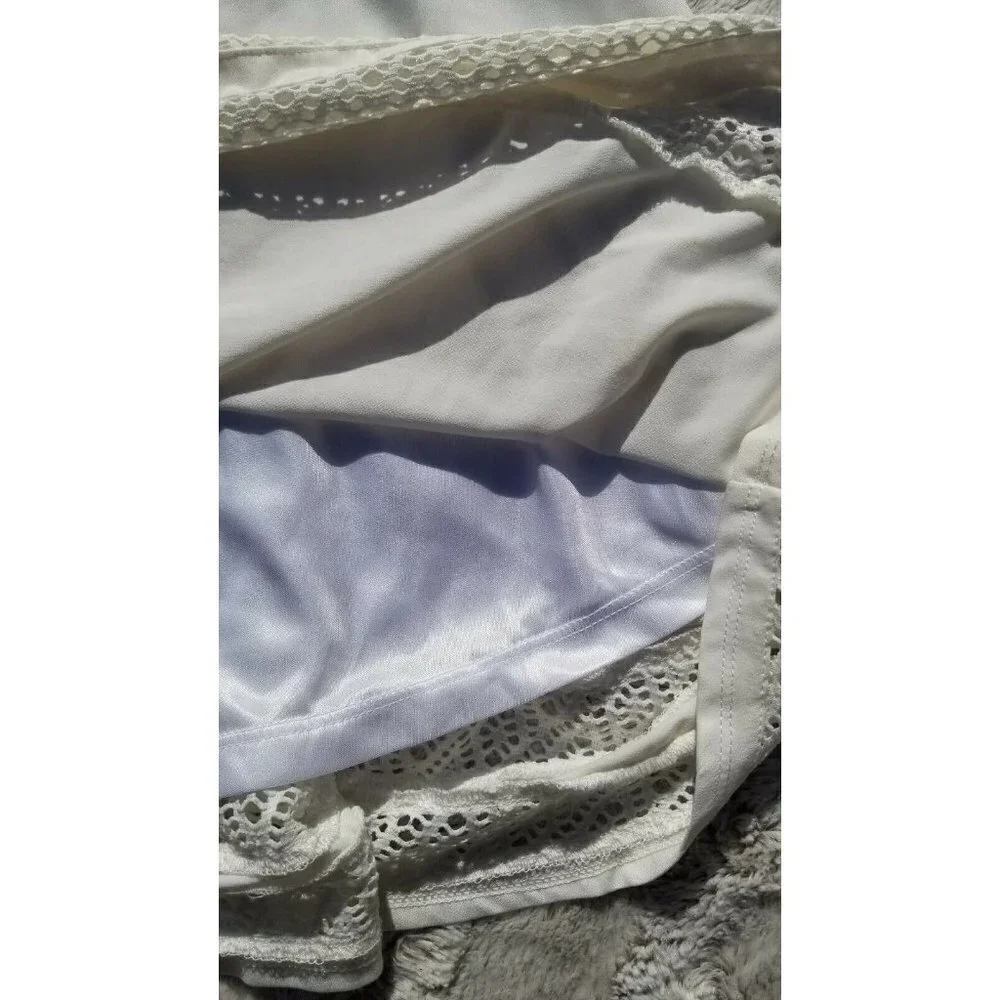 Tobi Knit Mesh Top‎ Quarter Sleeve White Dress XS